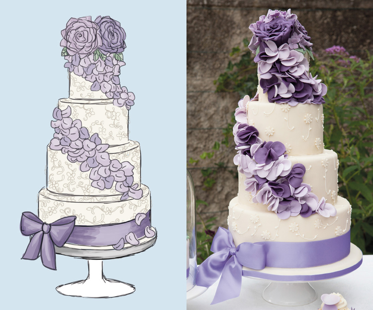 Hochzeitstorte lila Lavendel
